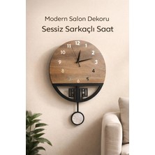 Hayalevim Ahşap Premium Sessiz Sarkaçlı Duvar Saati, Modern Salon Dekor, Duvar Saati Montajlı Gönderim Ahşap Saat