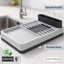 Trend Maison Çok Amaçlı Tezgah Üstü Bölmeli Tabaklık Bulaşıklık Mutfak Düzenleyic