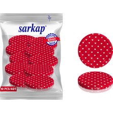 Sarkap Hijyenik Paketli 10 Adet Kavanoz Kapağı - Kırmızı Kalp - 82mm