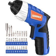 Berry Store Akülü Tornavida Küçük 6 Nm Maks Tork Akülü Tornavida 1,3 Ah 3,6 V 30 Aksesuar Parçası ile LED Işık ve Arka El Feneri Ev Kullanımı Için Ev Aletleri