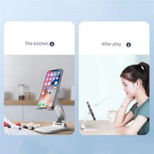 Berry Store Katlanabilir Stant Model Abs + Silikon Materyal Tablet Akıllı Telefon Standı Masaüstü Stand Katlanabilir Cep Telefonu Telefon Tutucu Q7-L (Siyah)