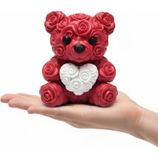 3D Baskı Kalpli Ayıcık 10CM Romantik Masaüstü Dekor