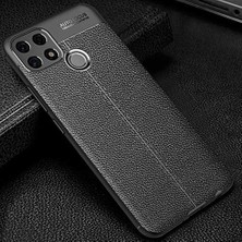 Berry Store Oppo A15S Için Kılıf Deri Dokulu Silikon Lacivert [A15S ile Uyumlu Kılıf - Lacivert]