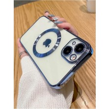 Berry Store 13 ile Uyumlu Laser Şeffaf Parlak Arka Yüzey ve Logo Detaylı Kenarları Silikon Yapıya Sahip Lens Koruyuculu Kılıf (Mavi)