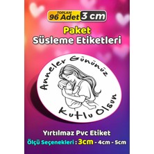 Sb Store Anneler Günü Ambalaj Hediye Paket Süsleme Etiketi Model 26 - 96 Adet 3cm
