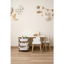 Pofitto Çocuk Masa Sandalye Takımı-3 Sepetli Çalışma ve Aktivite Masası-Yaz-Sil  Yüzey-2 Bulut Sandalye