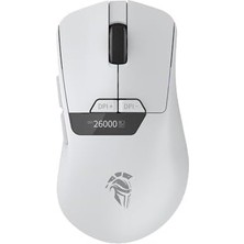 Nisar Store Raito Reflex 26000 Dpi Pixart Paw 3395 OLED Ekran & Makro Yazılım 59GR Rgb Kablosuz Gaming Mouse - Beyaz (Tri Mod 2.4 Ghz Kablosuz + Bt5.1 + Type-C)