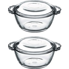 Paşabahçe 2'li Cam Kapaklı Mini Tencere Şeffaf Yuvarlak Hacim 270 ml Yerli Üretim