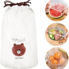 Berry Store 100 Adet Yeniden Kullanılabilir Elastik Yiyecek Koruyucu Kapak, Esnek Yiyecek Kapağı, Farklı Boyutlara Uygun, Mutfak Malzemeleri, Yiyecek Saklama Torbaları