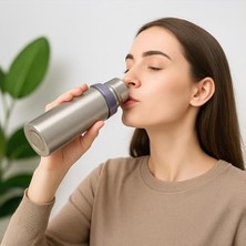 Berry Store 500 ml Gümüş - Mavi - Pembe Paslanmaz Çelik Termos – Çift Katmanlı Vakumlu, 24 Cm, Isı Yalıtımlı Sızdırmaz Seyahat ve Ofis Matara (Gümüş)