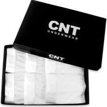 Cnt Erkek Desenli Boxer Likralı 6'lı Premium Paket L Beden Beyaz Renkli Rahat Kullanım