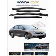 Honda Civic 2007-2011 Cam Rüzgarlığı Takım 4’lü Takım Rüzgar Kesici, Yağmur Önleyici