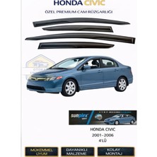 Honda Civic 2001-2006 Cam Rüzgarlığı Takım 4’lü Takım Rüzgar Kesici, Yağmur Önleyici
