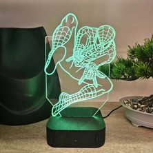 Lerad-Lazer Art Örümcek Adam (Spider-Man) RGB LED Gece Lambası – 16 Renkli Pleksi Masa Lambası (Adaptörlü)