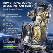 Nisar Store W-Kıng Bluetooth Hoparlörler - IP67 Su Geçirmez Dış Mekan Taşınabilir Kablosuz Hoparlör, 40W Hd 360° Işıklı Surround Ses, Özel Eq ve Derin BAS/V5.3/DSP/24H/TF/AUX, Toz Geçirmez, Duş, Kamp Için
