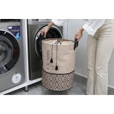 Nisar Store Bohe Yuvarlak Torbalı Düzenleyici Kirli Çamaşır Oyuncak Sepeti Organizer