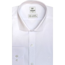İGS Beyaz Slim Fit Dar Kalıp Klasik Yaka Düz Uzun Kollu Cepsiz Kolay Ütülenir Gömlek