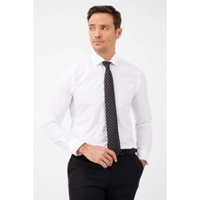 İGS Beyaz Slim Fit Dar Kalıp Klasik Yaka Düz Uzun Kollu Cepsiz Kolay Ütülenir Gömlek