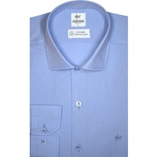 İGS Koyu Mavi Slim Fit Dar Kalıp Klasik Yaka Düz Uzun Kollu Cepsiz Kolay Ütülenir Gömlek