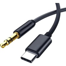 Nisar Store Type-C To 3.5mm Örgülü Aux Kablo Dönüştürücü 1m - Çipli (Tüm Type-C Girişli Telefonlar ile Uyumludur) JO-TY07 (15 ile Uyumludur)