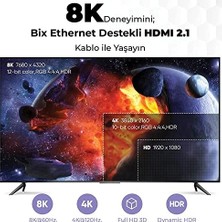Berry Store Bix PHD03 8K@60Hz Ultra Yüksek Hızlı HDMI & Ethernet Kablosu, 48GBPS Veri Aktarım Hızı, HDMI 2.1, Hdr, Earc, 3D Ready Teknolojisi, Bilgisayar Monitörü, UHD Tv, Ps5, Ps4 Uyumlu 3 Metre Kablo