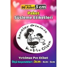 Sb Store Anneler Günü Ambalaj Hediye Paket Süsleme Etiketi Model 22 - 96 Adet 3cm