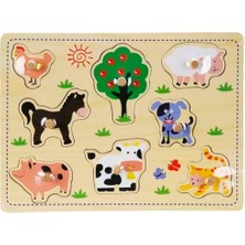 Nisar Store Tahta Raptiyeli Bultak Puzzle Çiftlik Hayvanları 8 Parça