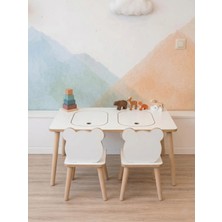 Pofitto Montessori Çocuk Masası-Oyun Masası-Aktivite Masası-Etkinlik Masası Takımı 2 Panda Sandalye