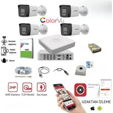 Hikvision 4 Kameralı 7/24 Renkli Görüşlü 2mp Ahd Güvenlik Kamerası - 40 Metre