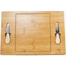 Nisar Store Bambu Sunum Tabağı 1 Adet Çatal ve 1 Adet Bıçak ile Birlikte