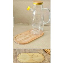 Berry Store Bambu 2 Bölmeli Oval Yağdanlık ve Sosluk Altlığı - Şık Doğal Ahşap Görünümlü Stand, Mutfak Tezgahı Için Düzenleyici ve Çok Amaçlı Kullanım