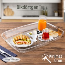 Trend Maison Kırılmaz Tepsi Sunum Tepsisi Şeffaf Dikdörtgen Tepsi Çay Kahve ve Sunum Tepsisi 44 cm