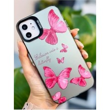 Nisar Store 11 ile Uyumlu (12 Görünümlü) Köşeli Parmak Izi Bırakmaz Baskılı Metalik Electro Silikon Kılıf