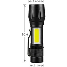 Berry Store El Feneri LED USB Şarjlı-Metal Ultra Güçlü Parlak Zoom Mini Boy El Feneri [enerji Sınıfı A++]ortam Lambası Deprem,,jandarma,zabıta,bekçi Feneri