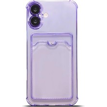 Nisar Store 16 Plus ile Uyumlu Şeffaf Yapıya Sahip Arka Ksımında Kartlık Bölmeli Kolay Kullanım Sağlayan Telefon Kılıfı (Lila)