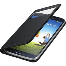 Berry Store I9500 Galaxy S4 Kılıf Orjinal S-View Cover (Deri) - Siyah EF-MI950B