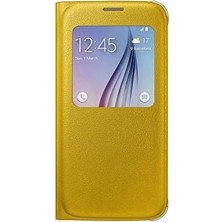 Berry Store Galaxy S6 Orjinal S-View Cover (Deri Görünümlü) - Sarı EF-CG920PYEGWW (Outlet)