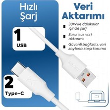 Nisar Store USB To Type-C ile Uyumlu ve ile Uyumlu Hızlı Şarj ve Data Kablosu 100 cm (Beyaz)