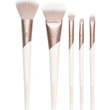 Berry Store Luxe Natural Elegance Profesyonel Yüz Makyajı ve Fondöten Fırça Seti, Yüz, Yanak ve Göz Makyajı Için Premium Fırça Seti, Sentetik Makyaj Fırçaları, Vegan ve Zulüm Içermez, 5 Parça Set