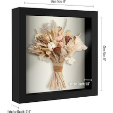 Berry Store 8x8 Gölge Kutusu Çerçeve Siyah Yumuşak Sırtlı - Duvar ve Masa Üstü Için Kırılmaya Dayanıklı Camlı Kompozit Ahşap - 2'li Paket
