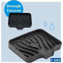 Nisar Store Silikon Mutfak, Banyo Su Giderli Vantuzlu Esnek Sabunluk Turkuaz Renk