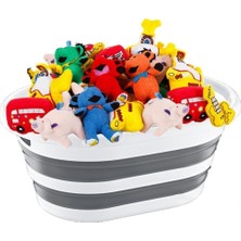 Berry Store Katlanabilir Silikon Çamaşır Sepeti, Akordiyon Tasarım, Taşınabilir Düzenleyici (Gri, 38 Litre)