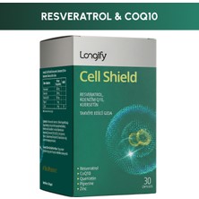 Longify Cell Shield Trans Resveratrol, Koenzim Q10, Kuersetin, Piperin, Çinko Takviye Edici Gıda 30 Kapsül