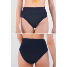 Peddon Regl Dönemine Özel Konforlu Pedkini Bikini Altı Süper Emici Yüksek Bel Lacivert Regl Mayosu