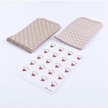 Berry Store 20 Adet Puantiye ve Zikzak Desenli Kese Kağıdı (11X20 Cm) ve For You Stickerdan Oluşan Set