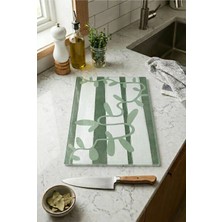 Zevahir Mobilya Dekorasyon Cam Kesme Tahtası Kaymaz Tabanlı Sarmaşık Desenli