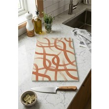 Zevahir Mobilya Dekorasyon Cam Kesme Tahtası Kaymaz Tabanlı Terra Desenli