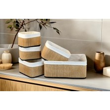 Nisar Store Paçi Wicker Premium Serisi 5'li Set Dikdörtgen Organizer