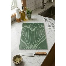 Zevahir Mobilya Dekorasyon Cam Kesme Tahtası Kaymaz Tabanlı Zarif Yaprak