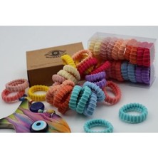 Berry Store Kadın Renkl I Ultra Esnek Tırtıklı 20'li Kutu Havlu Lastik Toka Seti Lastik Toka Seti, Toka Organizer, Toka, Kız Çocuk Toka, Toka Organizer